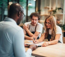 Two people applying for a business loan