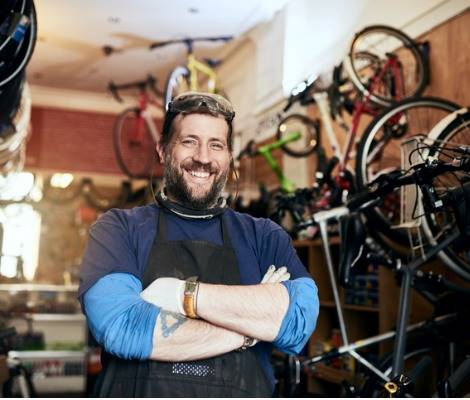 man with a bike business