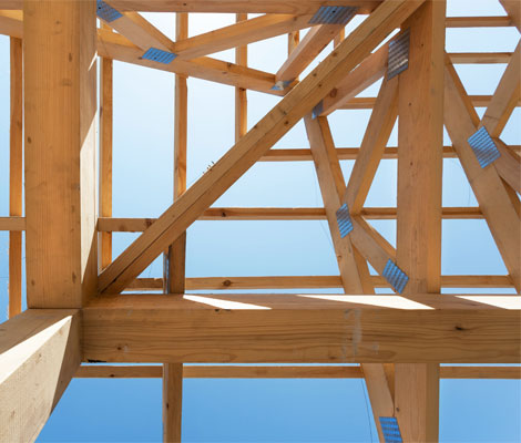 Framed house in construction