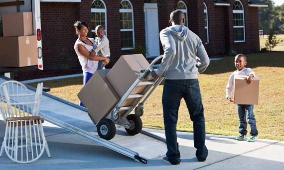 family moving into a new home