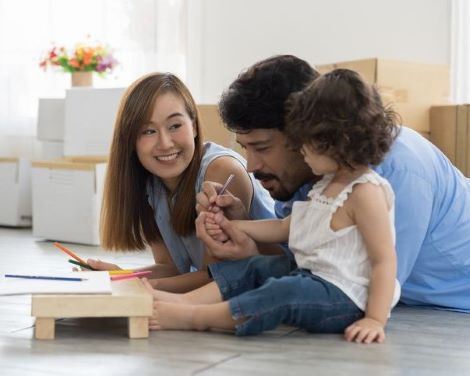 Family coloring on the floor