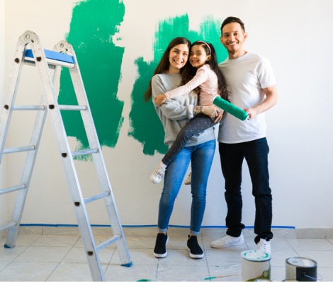 family painting house